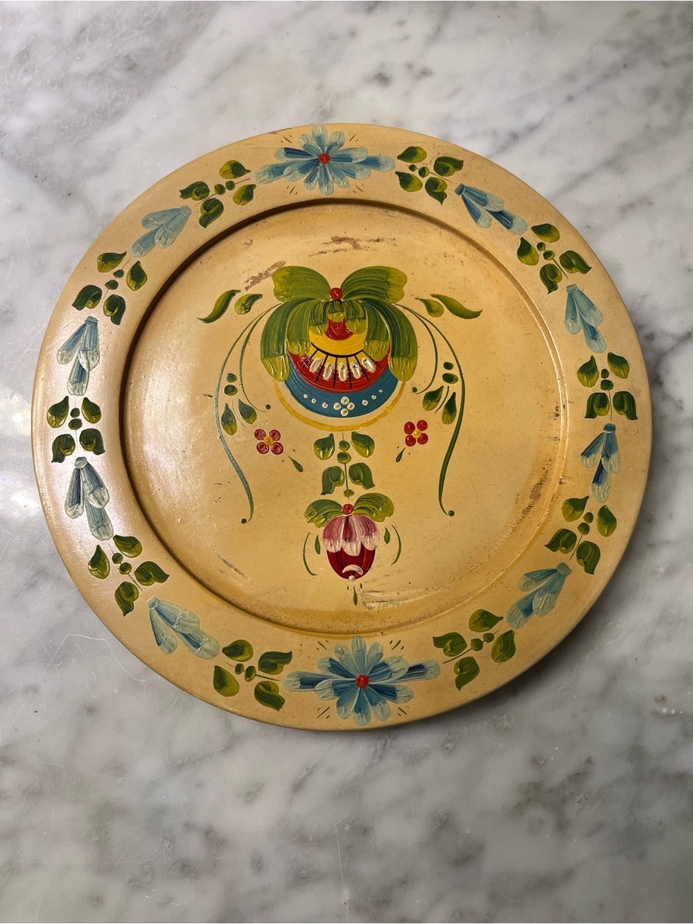Hand-Painted Yellow Floral Decorative Dinner Plate